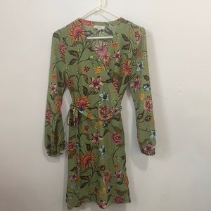 The Loft green floral wrap dress